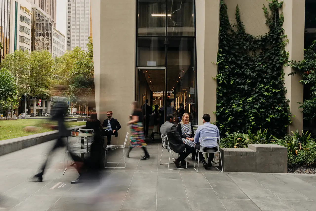 447_Collins_Street_Melbourne_VIC_Building_Exterior_Seating_with_People.webp