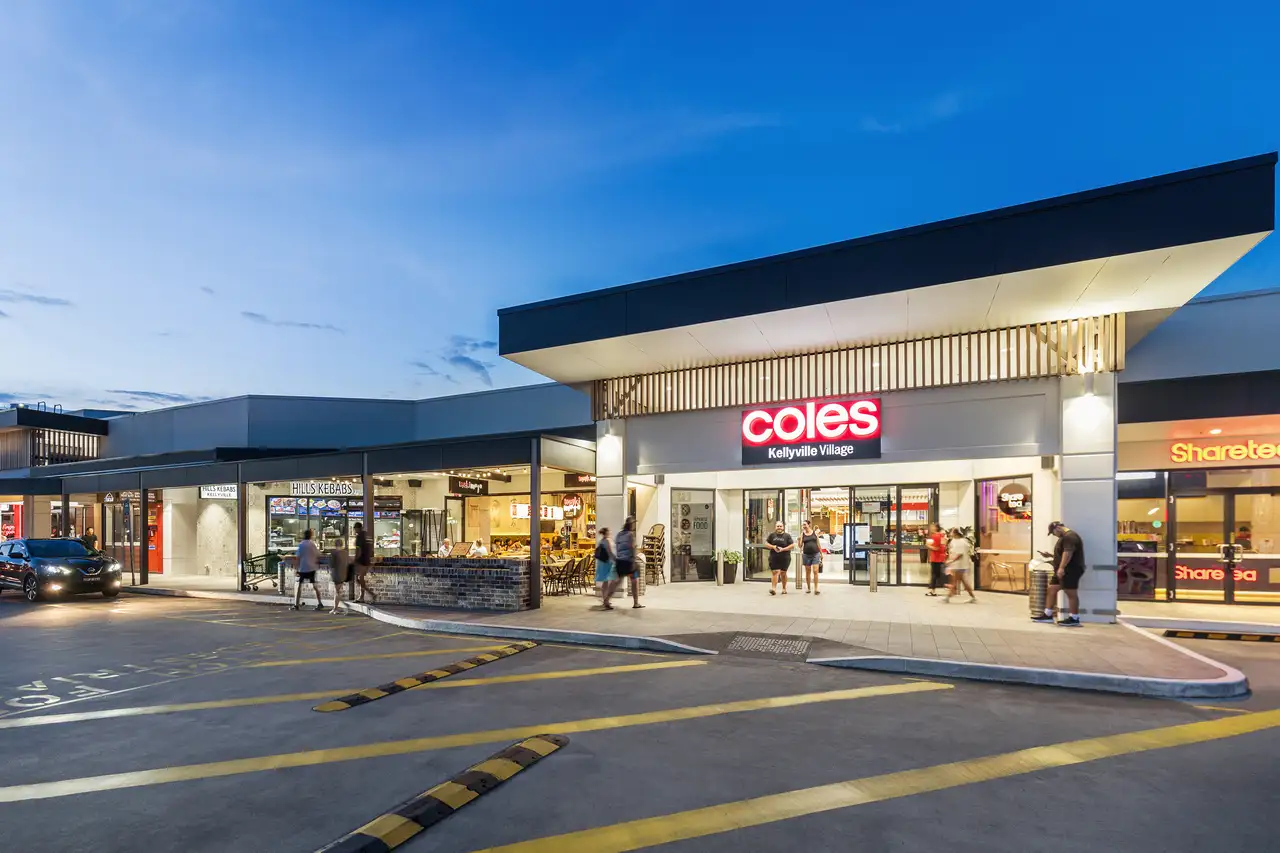 Kellyville_Village_NSW_Retail_Building_Exterior_Entrance_Dusk.webp